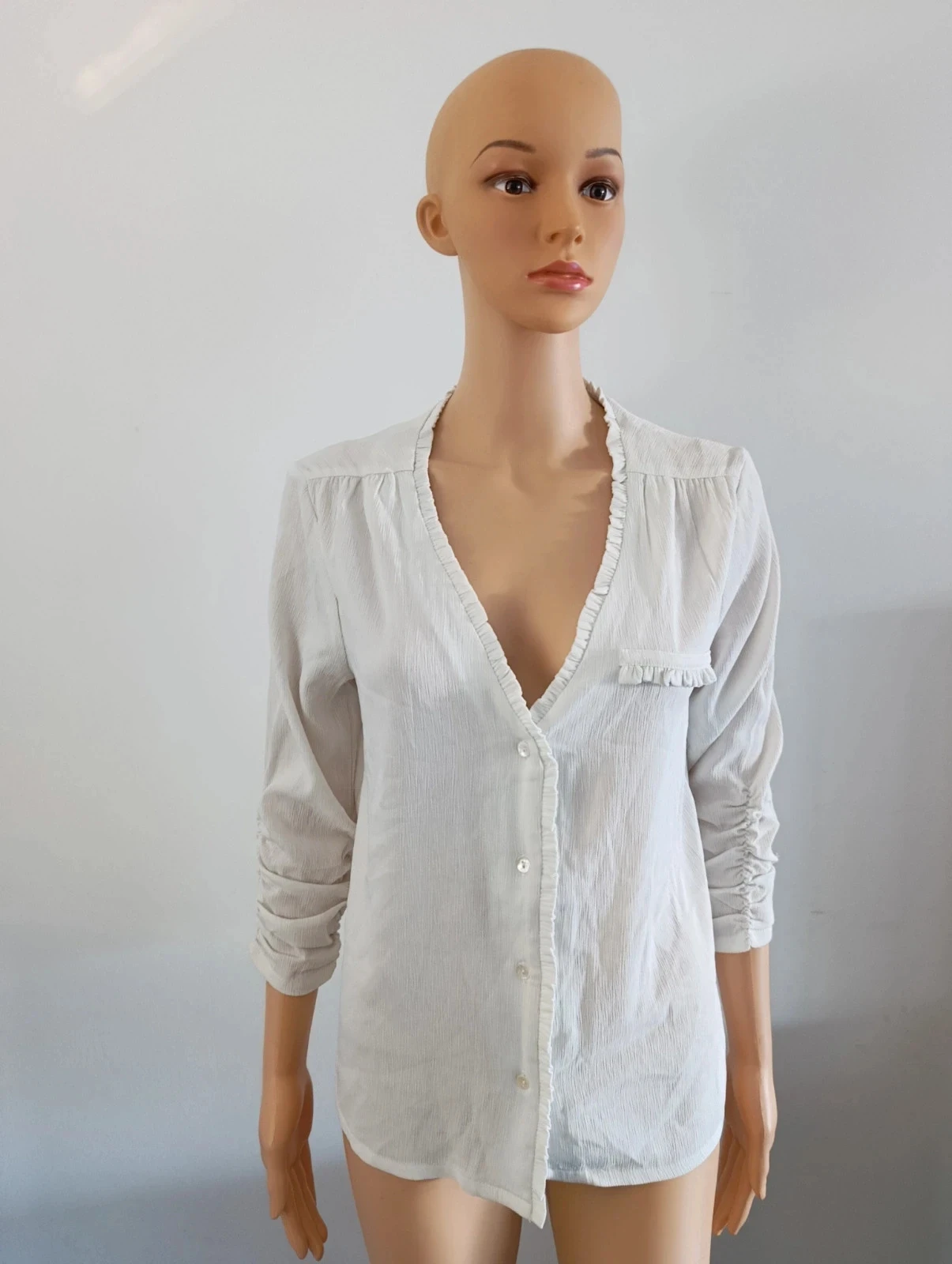 White Kaporal blouse XS – 3/4 smocked sleeves – fluid and elegant – photo 2